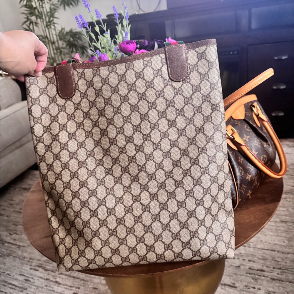 Vintage Gucci Beige and Brown Tote Bag - Picture 3 of 13